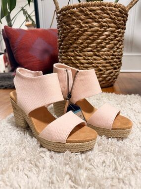 Toms Pale Pink Espadrille Wedge Sandals